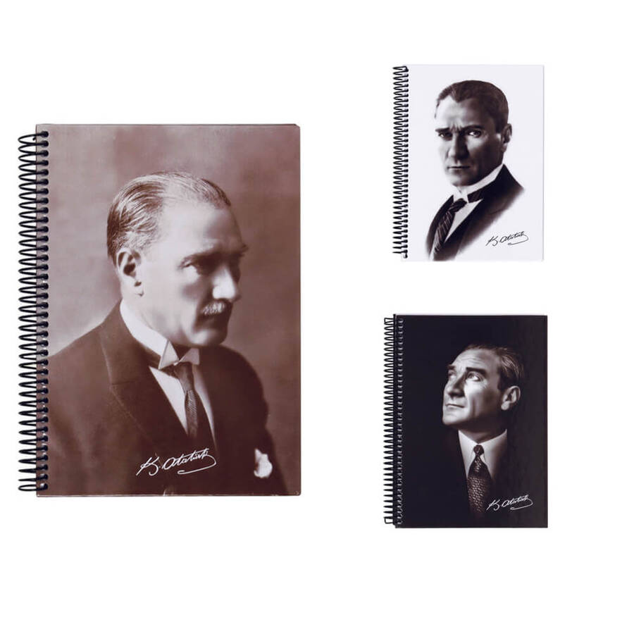 Keskin Color Atatürk Spiralli Sert Kapak Defter 17x24 cm 100 Yaprak Kareli