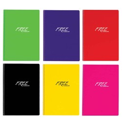 Keskin Color - Keskin Color Free Spiralli Plastik Kapak Çizgili Defter A4 100 Yaprak