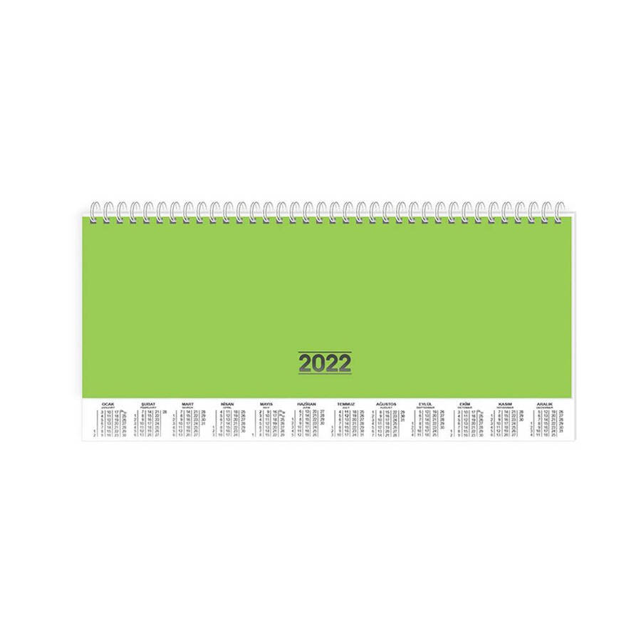 Keskin Color Haftalık Masa Ajandasi 2022 12x33,5 cm Spiralli Yeşil