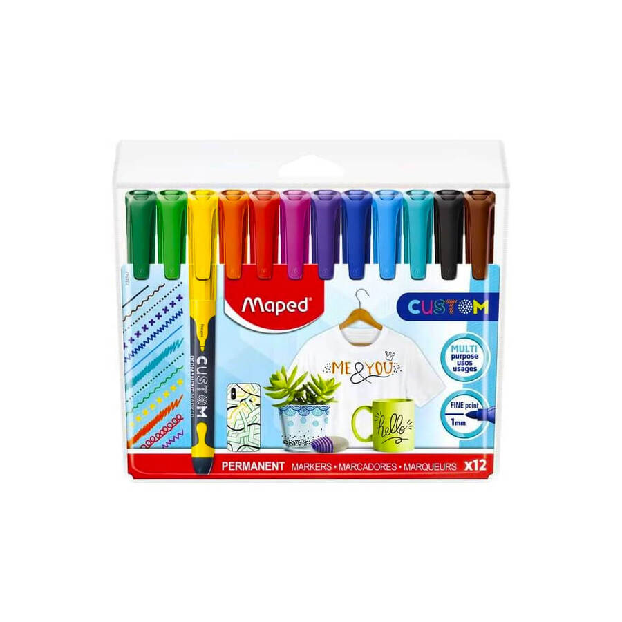 Maped Permanent Marker İnce Uçlu Askılı Paket 12'li