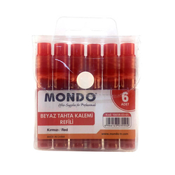 Mondo - Mondo Beyaz Tahta Kalem Kartuşu Kırmızı 6'lı Set