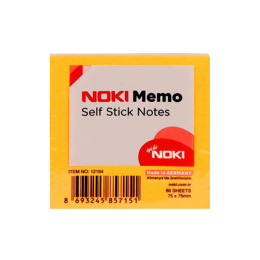 Noki Yapışkanlı Not Kağıdı 75x75 mm Memo Orange 80 Yaprak 