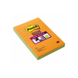 Post-it - Post-it Super Stıcky Not Neon Renkli 102x152 mm 45 Yaprak 3'lü