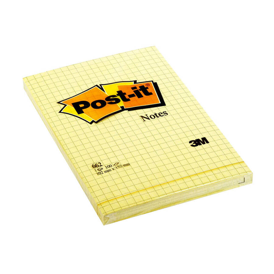 Post-it Yapışkanlı Not Kağıdı 102x152mm 100 Yaprak Kareli Sarı