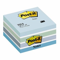 Post-it - Post-it Yapışkanlı Küp Not Kağıdı 76x76mm 450 Yaprak Mavi Tonları