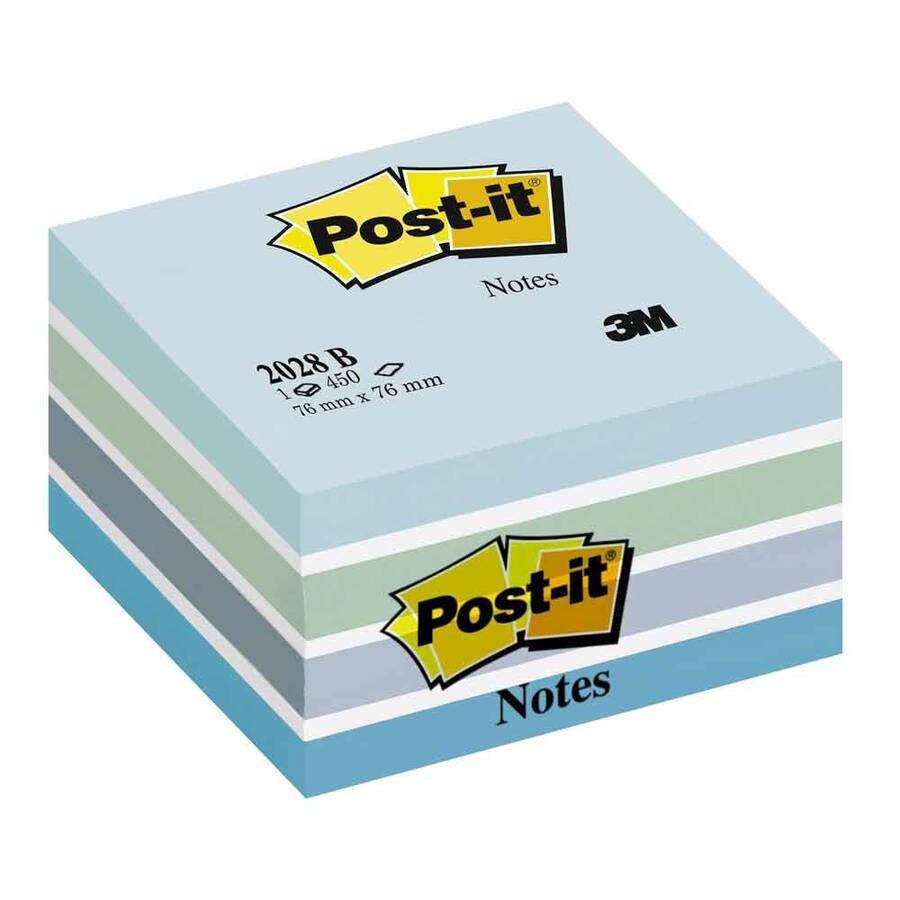 Post-it Yapışkanlı Küp Not Kağıdı 76x76mm 450 Yaprak Mavi Tonları