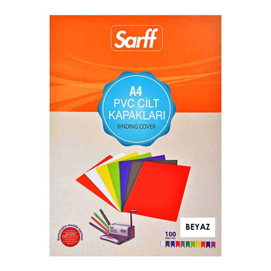 Sarff Cilt Kapağı A4 160 Micron PVC Opak Beyaz 100'lü