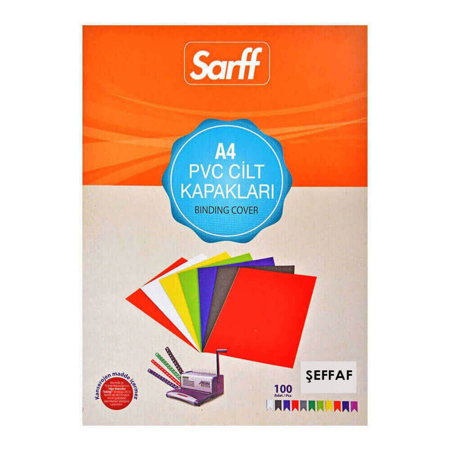 Sarff Cilt Kapağı A4 160 Micron PVC 100'lü Şeffaf