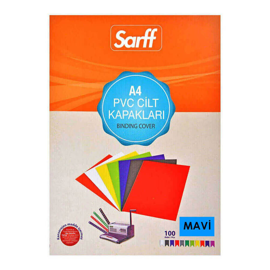 Sarff Cilt Kapağı A4 160 Micron PVC Opak Mavi 100'lü