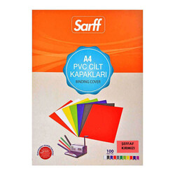 Sarff - Sarff Cilt Kapağı A4 160 Micron PVC Şeffaf Kırmızı 100'lü