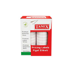 Tanex - Tanex Motex Çizgili Etiket 16x23 mm 1000'li Beyaz
