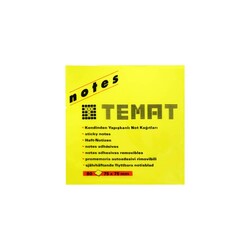 Temat - Temat Yapışkanlı Not Kağıdı 75x75 mm Fosforlu Sarı