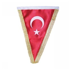 Vatan Bayrak Masaüstü 15x22.5 cm Üçgen Simli - Thumbnail